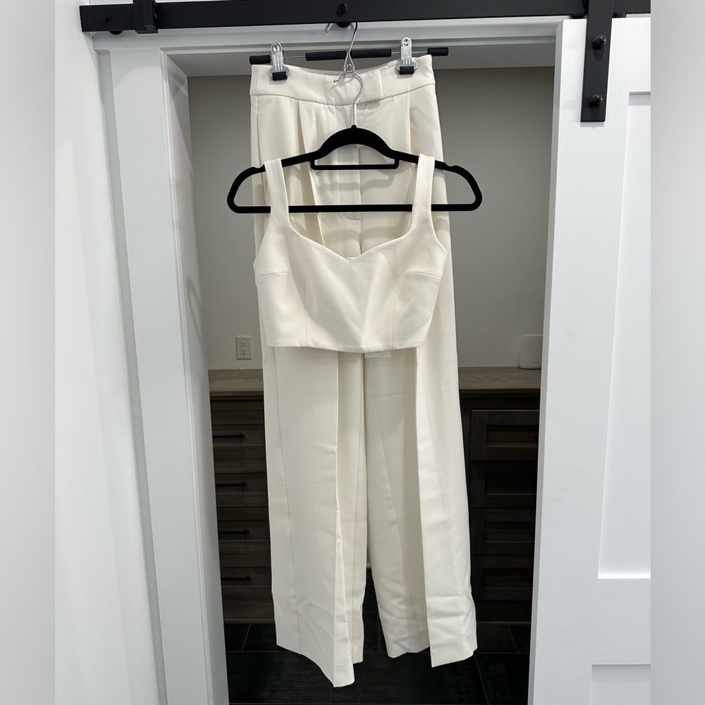 NWT White Nomi Fame Matching Crop Top & Trousers - XS